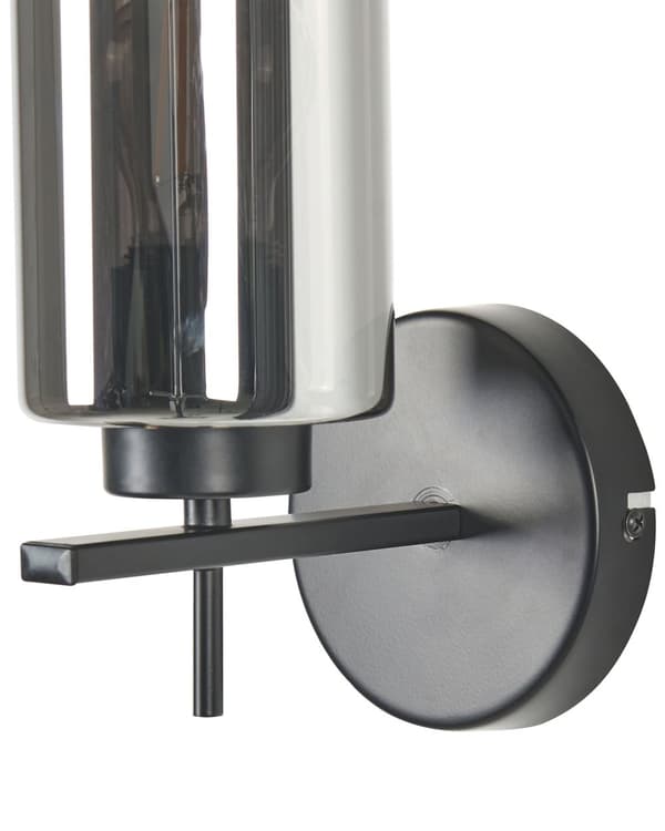 Vegglampe Grå Metall 29 cm Skjerm i røykfarget glass 1 lyskilde Moderne design Belysning Dekorativ