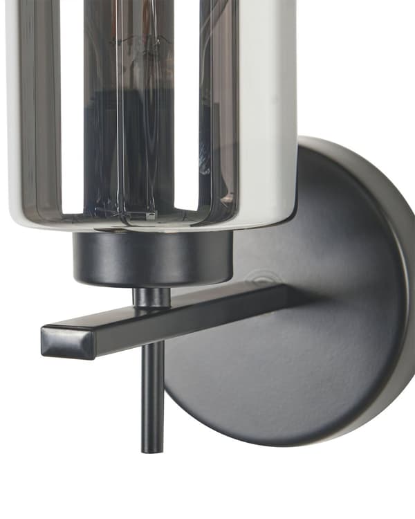 Vegglampe Grå Metall 29 cm Skjerm i røykfarget glass 1 lyskilde Moderne design Belysning Dekorativ