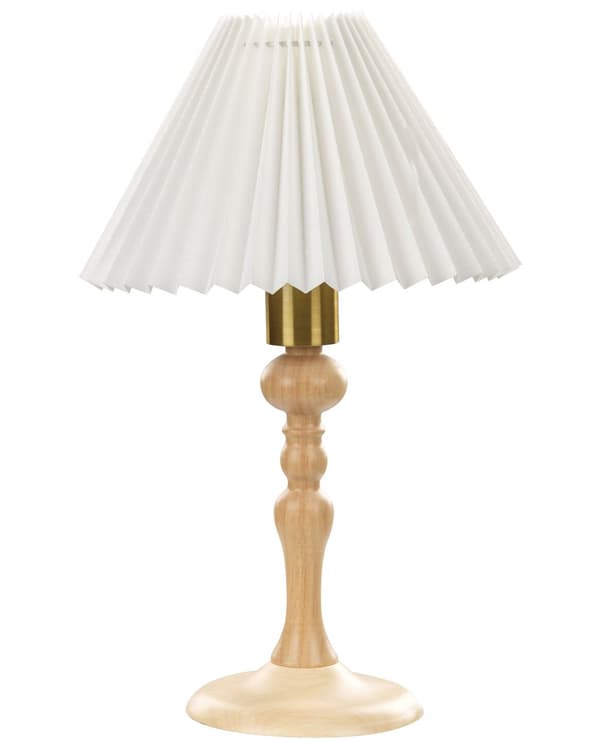 Bordlampe Lyst eiketre Lampeskjerm i hvit bomull 38 cm Retro Elegant Nattlampe Sengelampe Belysning