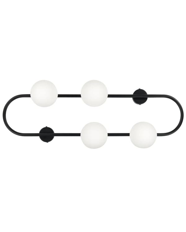 Vegglampe Svart Jern Glass 70 cm 4 lyskilder Moderne design Kuleformede skjermer Belysning Dekorativ
