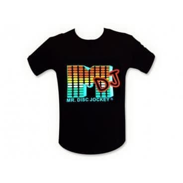 Lysande t-shirt "M DJ" L equalizer nattklubbar lysande LED-ljud t-shirt.