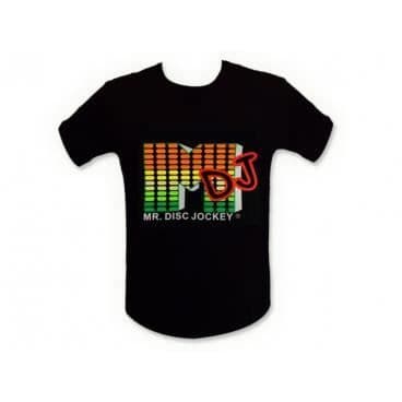 Lysande t-shirt "M DJ" L equalizer nattklubbar lysande LED-ljud t-shirt.