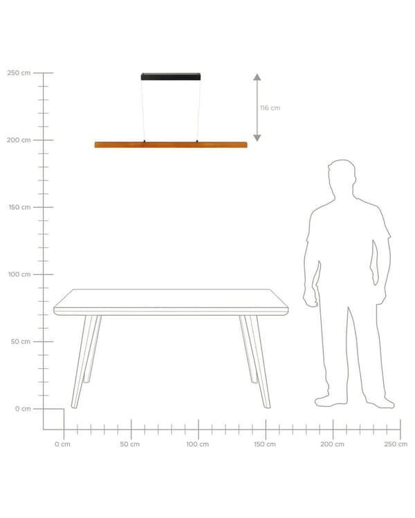 Pendellampe Mørk eiketre 115 cm Integrert LED med dimmer Lys hengende fjernkontroll Retro rustikk belysning