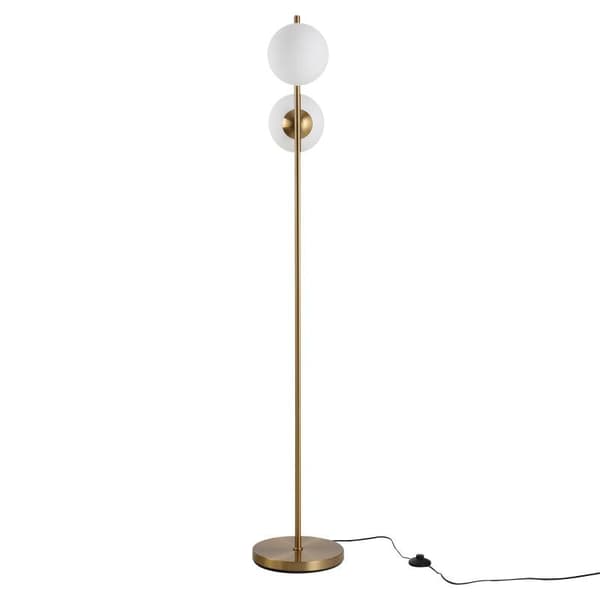Rootz Floor Lamp - 2-part Glass Lampshade - Modern Decorative - Living Room - Bedroom - Golden/White - 39 x 28 x 165cm