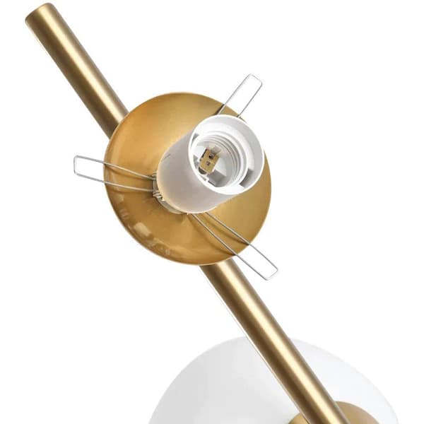 Rootz Floor Lamp - 2-part Glass Lampshade - Modern Decorative - Living Room - Bedroom - Golden/White - 39 x 28 x 165cm