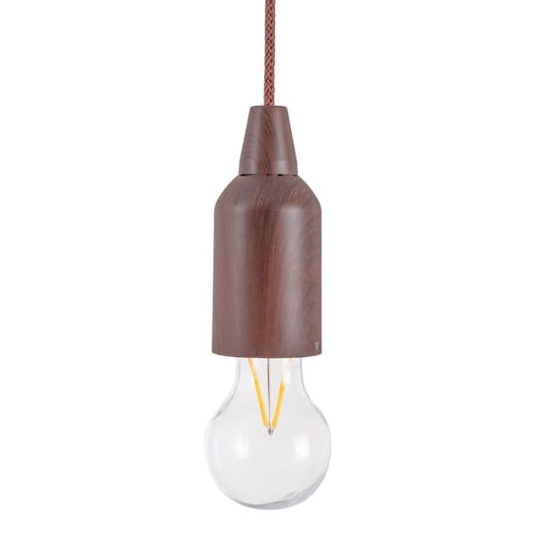 Glödlampsformad lampa Pull & click Valnöt