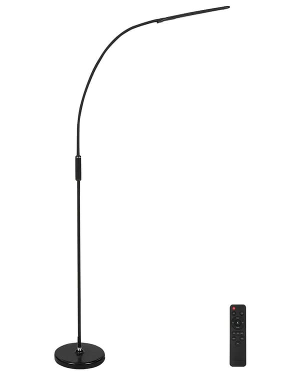 LED-gulvlampe Svart metall syntetisk materiale Trinnløs dimming med fjernkontroll Moderne industriell belysning Hjemmekontor
