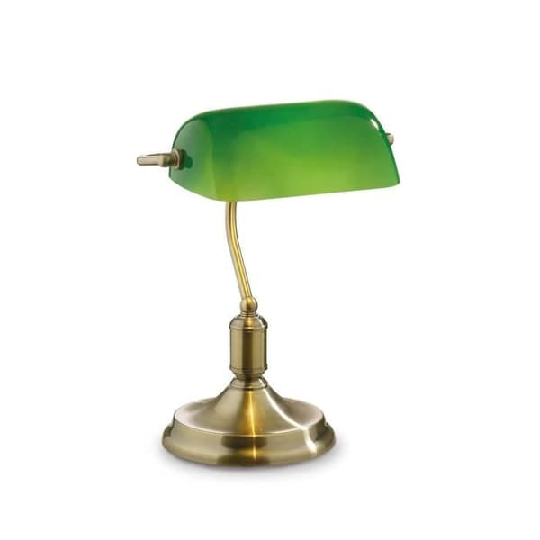 Bordslampa - IDEAL LUX - Lawyer - Antikbrons - Grön glasskärm - E27 mässing, Grön