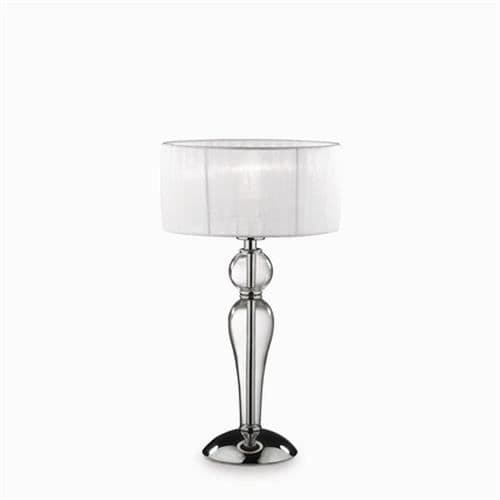 Ideal Lux DUCHESSA TL1 SMALL, Transparent, Vit, Tyg, Glas, Metall, Sovrum, Vardagsrum, IP20, E27, 1 glödlampa(r) Transparent, Vit