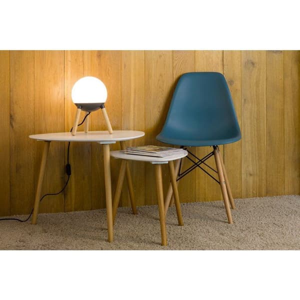 MIN - Tripod Bordslampa Trä/Metall Antracit &amp; Opalinglas H30cm