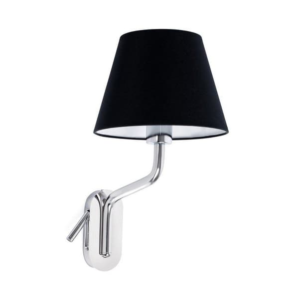 Faro ETERNA Bordslampa i rak krom med svart skärm och läslampa Svart, Krom
