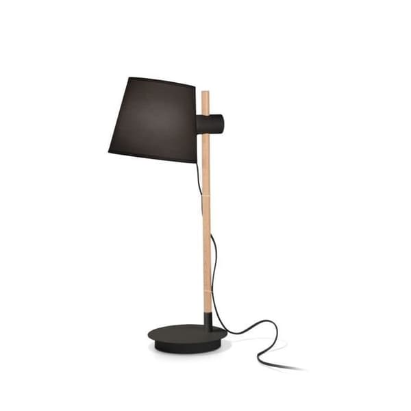 Bordslampa - IDEAL LUX - AXEL - Kovat skärm svart - Trä och tyg - 1 glödlampa E27