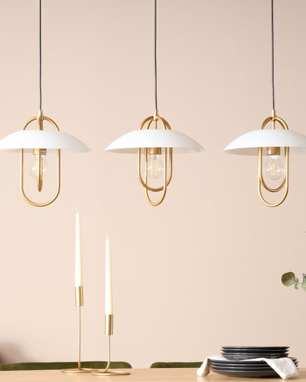 Pendellampe Gull Hvit Metall 3 lyskilder Håndlaget Moderne design Dekorativ belysning Stue Spisestue