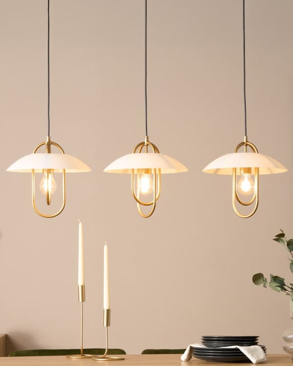 Pendellampe Gull Hvit Metall 3 lyskilder Håndlaget Moderne design Dekorativ belysning Stue Spisestue
