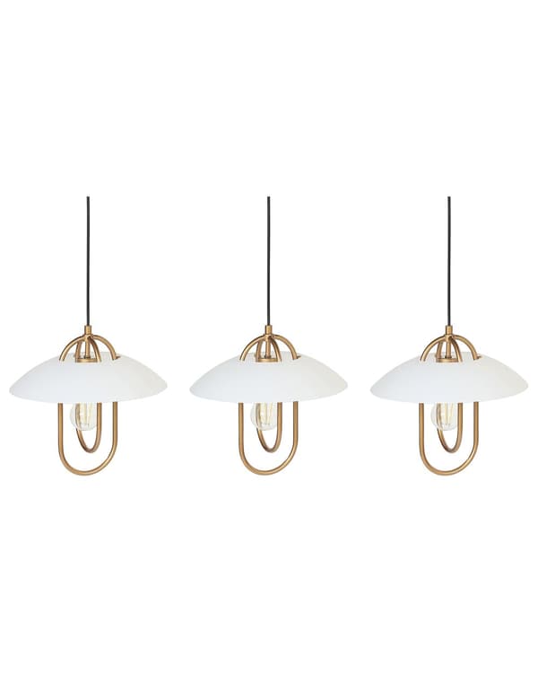 Pendellampe Gull Hvit Metall 3 lyskilder Håndlaget Moderne design Dekorativ belysning Stue Spisestue