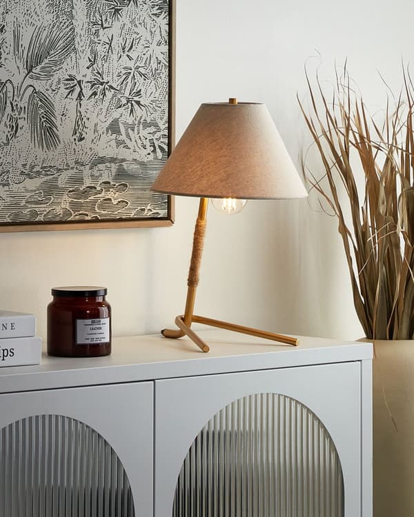 Skrivebordslampe guld stofskærm metal stående lampe belysning til flad stue