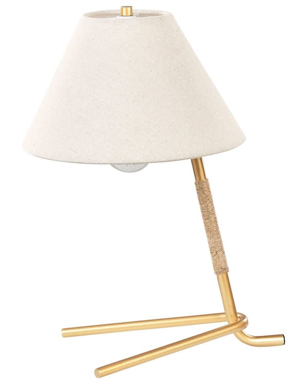 Skrivebordslampe guld stofskærm metal stående lampe belysning til flad stue