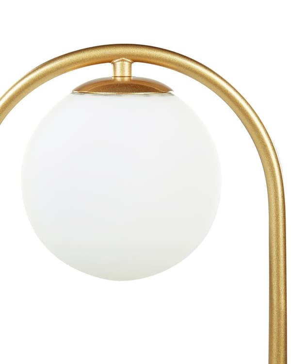 Skrivebordslampe guld glasskærm rund metal stående lampe belysning til flad stue