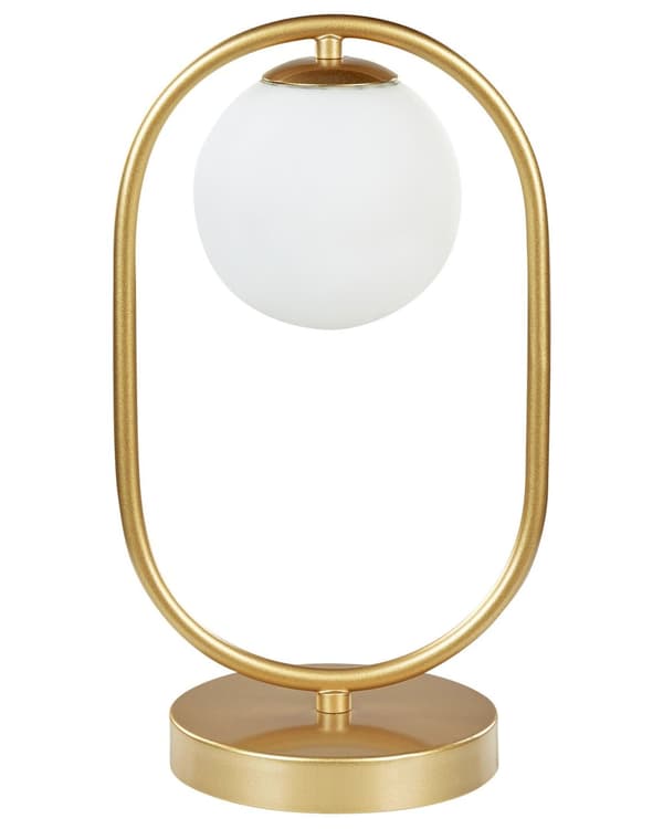 Skrivebordslampe guld glasskærm rund metal stående lampe belysning til flad stue