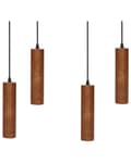 Miniatyrbillede 5 af 9: Pendel mørk egetræsskærm metalramme moderne design 4 lys til soveværelset