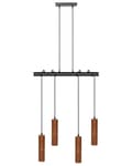 Miniatyrbillede 1 af 9: Pendel mørk egetræsskærm metalramme moderne design 4 lys til soveværelset