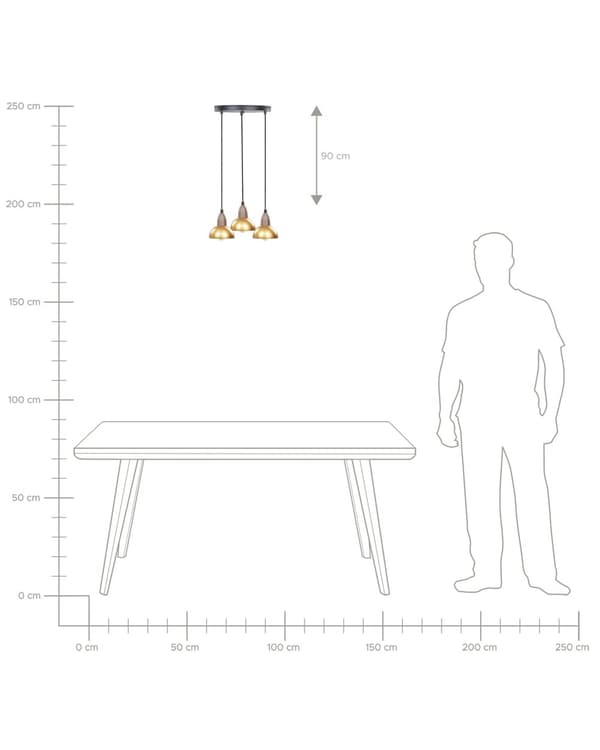 Klyngependel Messing Jern ø 13 cm 3 Lyskilder Industriel Design Spisebordspendel til Køkken Metallampe Design Hængelampe til Spisebord