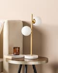 Miniatyrbillede 4 af 9: Skrivebordslampe guld glasskærme rund metal stående lampe belysning til flad stue