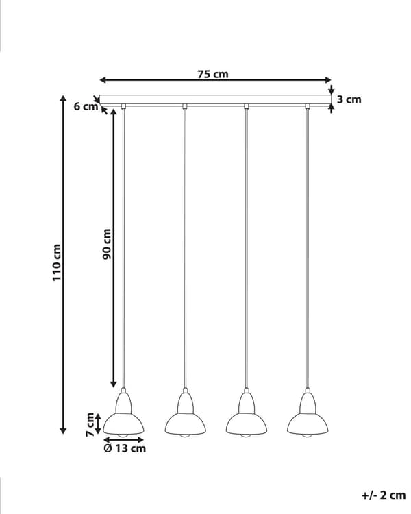 Langbordspendel Messing Jern ø 13 cm 4 Lyskilder Industriel Design Spisebordspendel til Køkken Metallampe Design Hængelampe til Spisebord