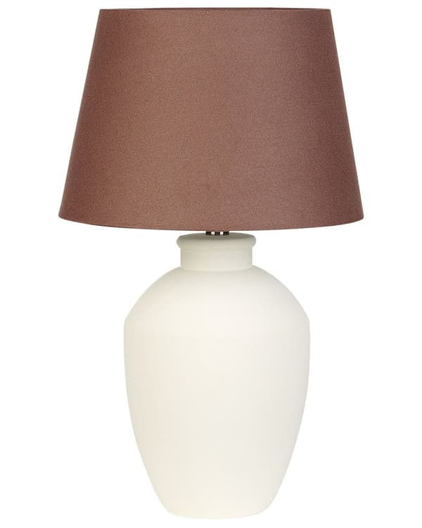 Pöytävalaisin valkoinen 55 cm keraaminen pellava sylinterivarjostin hajavalo minimalistinen