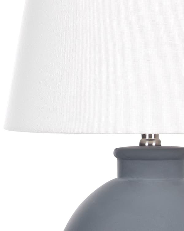Pöytävalaisin harmaa 55 cm keraaminen pellava sylinterivarjostin hajavalo minimalistinen
