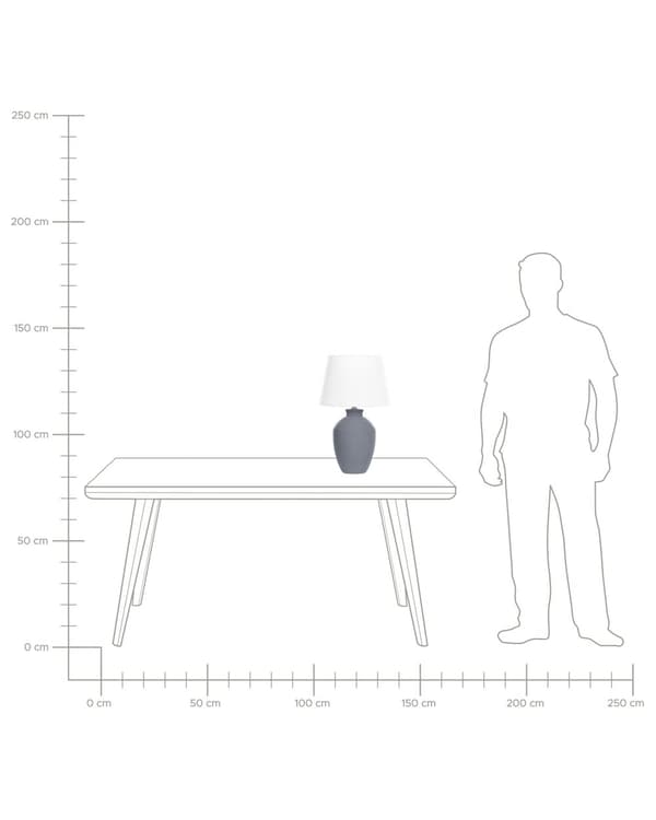 Pöytävalaisin harmaa 55 cm keraaminen pellava sylinterivarjostin hajavalo minimalistinen