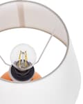 Miniatyrbillede 5 af 9: Bordlampe Orange keramikfod Tromleformet hørskærm Minimalistisk design