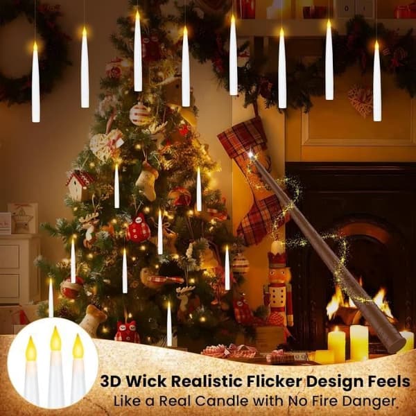 12st Magic LED Candle - Fjärrkontrollstav - Flytande/hängande - Flimrande varmt ljus - Bröllopsfödelsedagsdekoration
