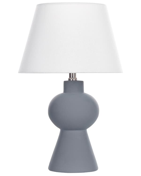 Bordlampe Grå Keramikk Lampeskjerm i lin Minimalistisk design Belysning Dekorativ Nattlampe