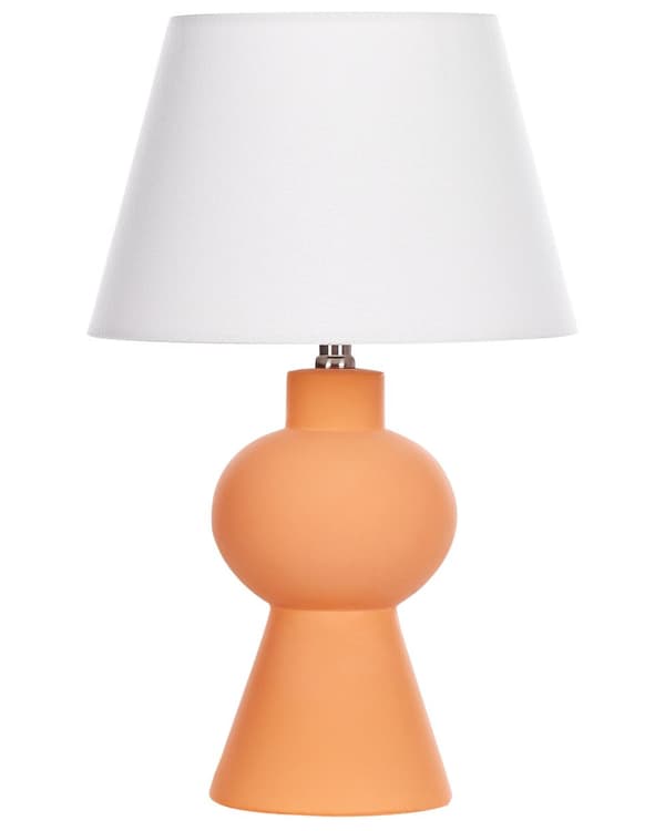Bordlampe Oransje Keramikk Lampeskjerm i lin Minimalistisk design Belysning Dekorativ Nattlampe