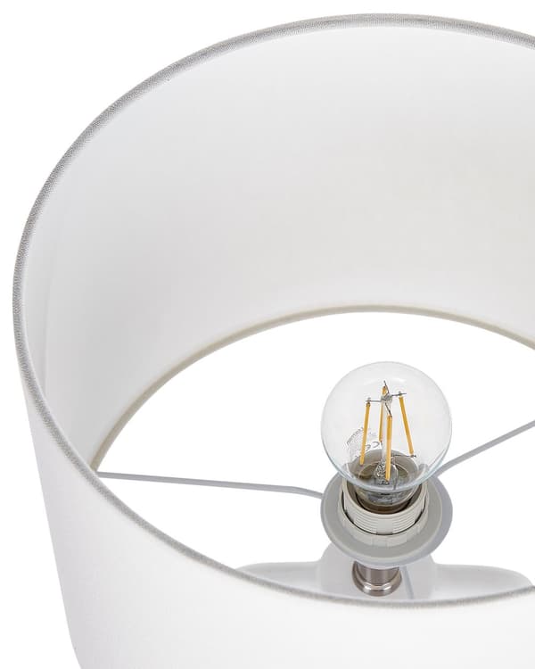 Bordlampe Hvit Keramikk Lampeskjerm i lin Minimalistisk design Belysning Dekorativ Nattlampe