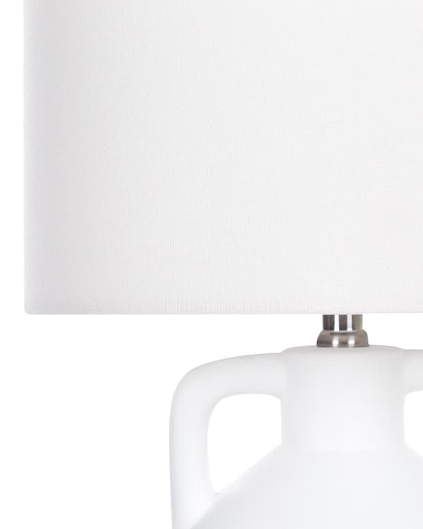 Bordlampe Hvit Keramikk Lampeskjerm i lin Minimalistisk design Belysning Dekorativ Nattlampe