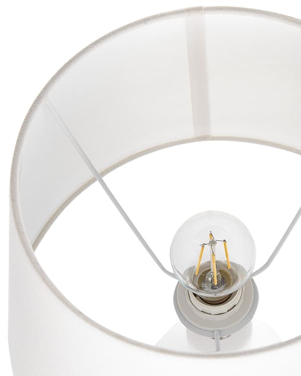 Bordlampe Hvid keramikfod Linnedskærm 53 cm Stoftromle Sengekant Stue Soveværelse Belysning Traditionel