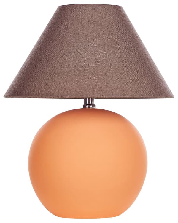 Bordlampe Brun Orange Terrakotta 41 cm Dekorativ Natbordslampe med Stof Lampeskærm Stue Soveværelse Tilbehør Indretning