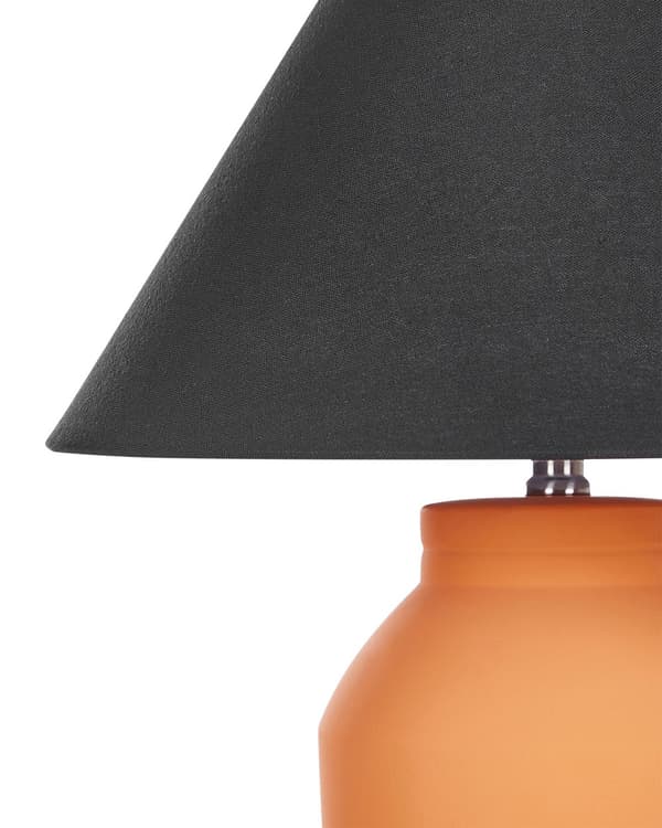 Bordlampe Orange keramikfod Linnedskærm 52 cm Stoftromle Sort Sengekant Stue Soveværelse Belysning Traditionel