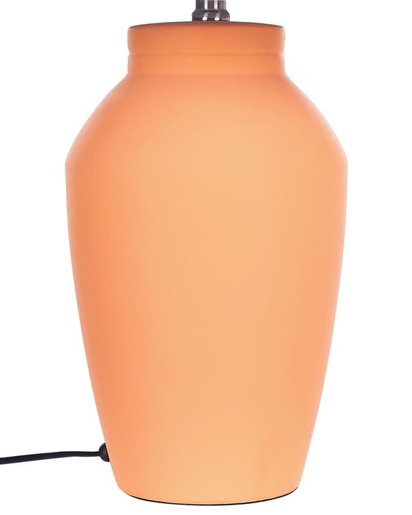 Bordlampe Orange keramikfod Linnedskærm 52 cm Stoftromle Sort Sengekant Stue Soveværelse Belysning Traditionel