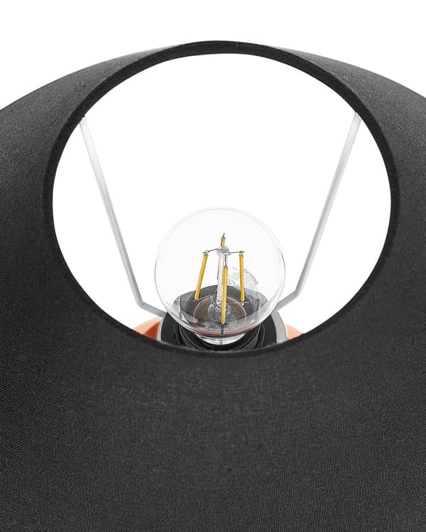 Bordlampe Orange keramikfod Linnedskærm 52 cm Stoftromle Sort Sengekant Stue Soveværelse Belysning Traditionel