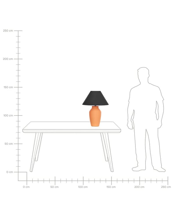 Bordlampe Orange keramikfod Linnedskærm 52 cm Stoftromle Sort Sengekant Stue Soveværelse Belysning Traditionel
