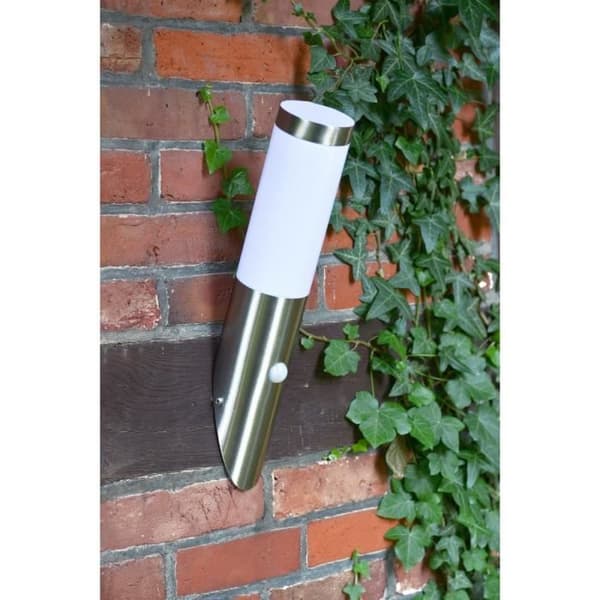 Vägglampa utomhus med rostfri ståldetektor H40cm satin rostfritt stål - BRILLIANT - Chorus - Metall - Halogen - IP44