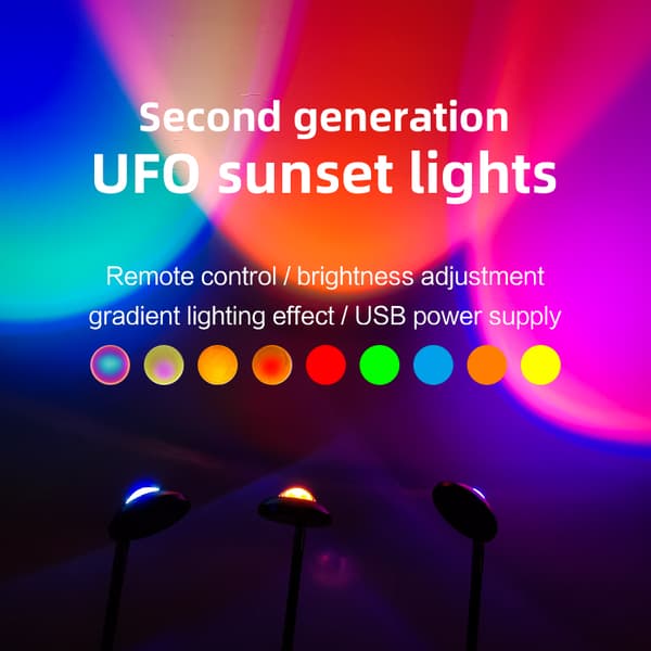 INF Bordlampe "Sunset" - Projektering af solnedgangen, 16 farver, fjernbetjening Sort
