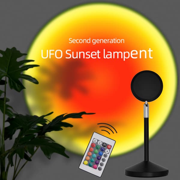 INF Bordlampe "Sunset" - Projektering af solnedgangen, 16 farver, fjernbetjening Sort