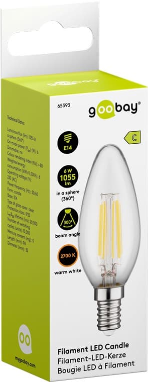 LED-lampe med glødetråd, 6 W