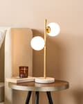 Miniatyrbilde 2 av 9: Bordlampe Gull Lampeskjerm i glass 2 lyskilder Jernstangramme Moderne design Belysning Tilbehør