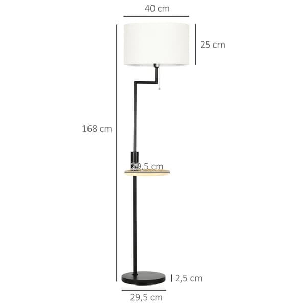 Rootz Golvlampa Inklusive hylla - Bordslampor - Kedjelyft - E 27 - 40 W - Bambu - Natur + Svart - 40L x 40W x 168H cm