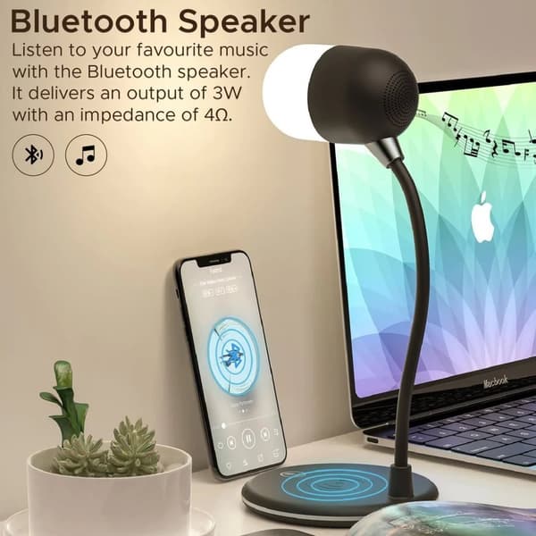 PROMATE LumiQi LED Table Lamp with Wireless charging and Bluetooth speaker